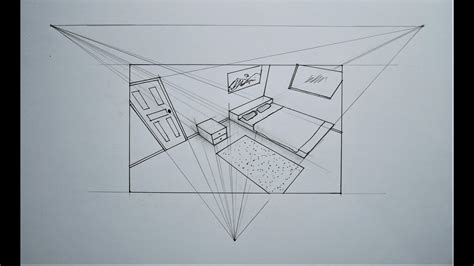 architecture how to draw a simple bedroom in 3 point perspective - YouTube