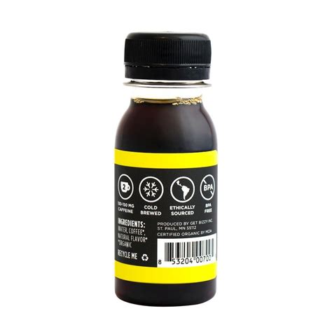 Bizzy Organic Cold Brew Coffee Concentrate - Single Serve 2oz Double Shot - Vanilla Coffee - 12 ...