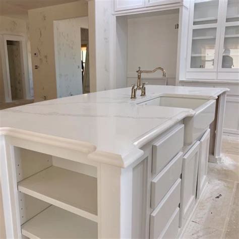 White Quartz Island Ogee Edge | Ogee edge, Black kitchens, House