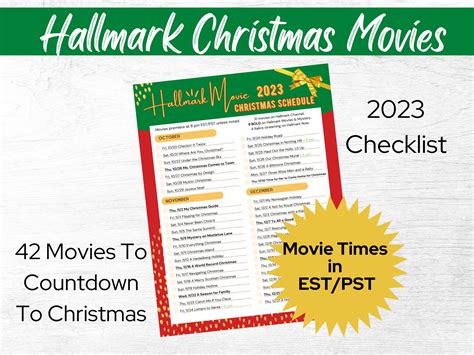 Hallmark Christmas Movies 2023 Schedule Printable Checklist - Etsy