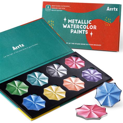 Arrtx 8 Colors Metallic Watercolor Paint Set – Arrtx | Watercolor paint set, Art school supplies ...