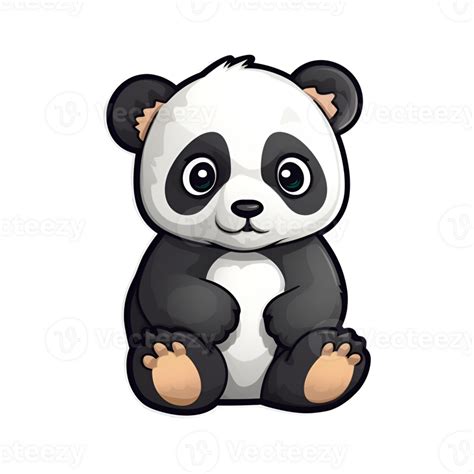 Cartoon Style Cute Panda Baby Panda No Background Perfect for Print on ...