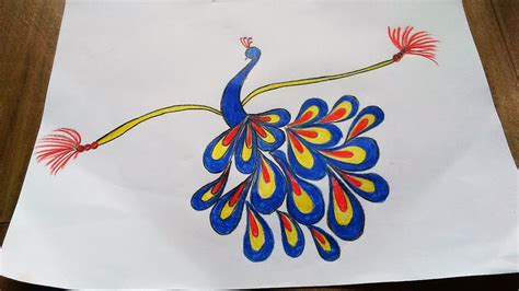 How draw simple peacock rakhi || RakshaBandhan Special || Rakhi drawing for kids || By Panira ...