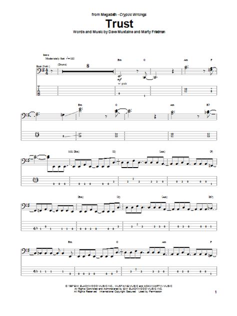 Trust by Megadeth - Bass Tab - Guitar Instructor