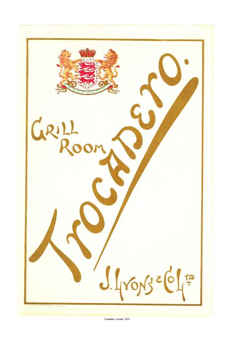 Trocadero, London, 1913 | Trocadero, Menu restaurant, Vintage menu