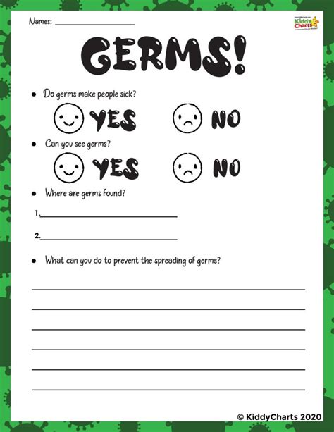 Germ Activity for Kids - Free worksheets - kiddycharts.com