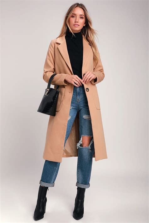 Style Squad Tan Long Coat | ファッション, シンプル ファッション, ファッション レディース