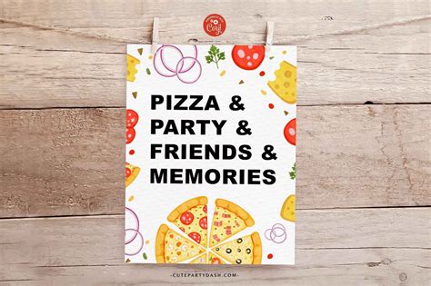 Pizza Birthday Party Printable Food Cads – Cute Party Dash