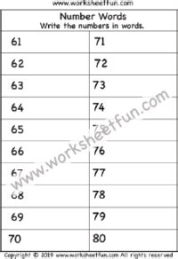 Numbers in Words – 1-100 – Write the numbers in words – Five Worksheets ...