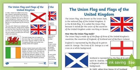 The Union Flag and Flags of the United Kingdom Information Sheet