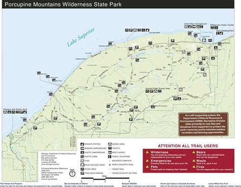 Porcupine Mountains State Park Map | Michigan road trip, Michigan state parks, State parks