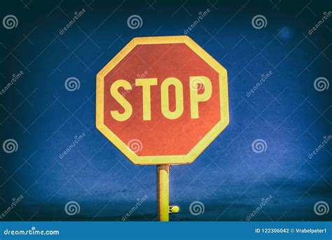 Stop Sign, Night Scene, Analog Filter Stock Photo - Image of control, information: 122306042