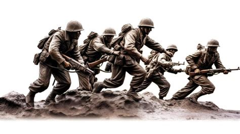 Premium AI Image | a line of soldiers with a line of soldiers carrying ...