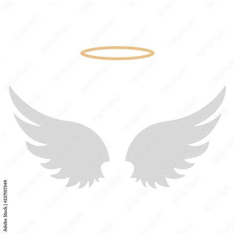 Halo and Angel Wings - Gold halo with set of two white angel wings ...