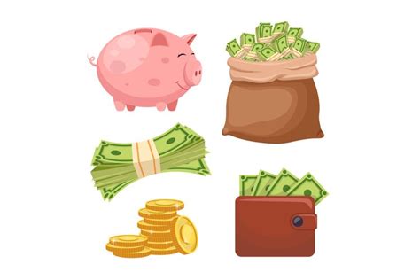 money finance set cartoon vector illustration