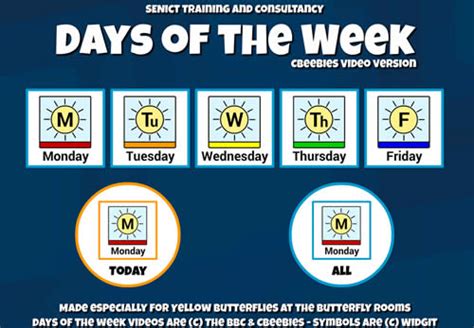 Days of Week CBeebies – SENict