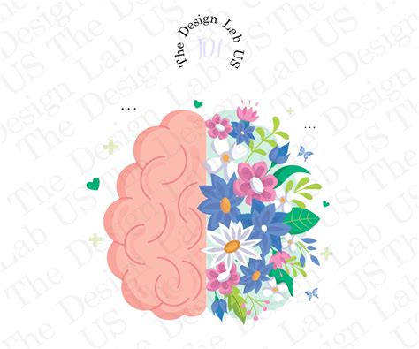 Mental Health Clipart Floral Brain Anatomy PNG Clip Art Instant ...