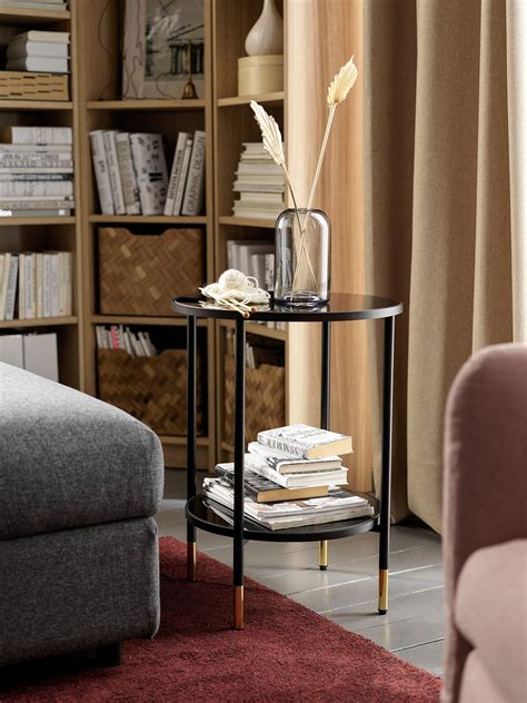 ÄSPERÖD Side table, black/glass black, 173/4" - IKEA | Black side table, Living room side table ...