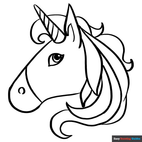 Unicorn Emoji Coloring Page | Easy Drawing Guides