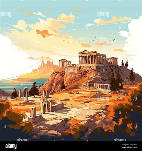 Acropolis. Acropolis hand-drawn comic illustration. Vector doodle style ...