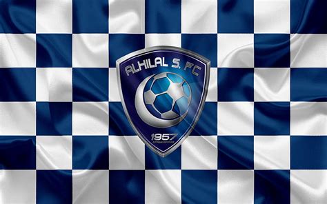 Al-Hilal FC logo, creative art, white blue checkered flag, Saudi football club, HD wallpaper ...