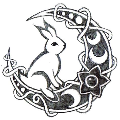 Rabbit on The Moon Tattoo Design