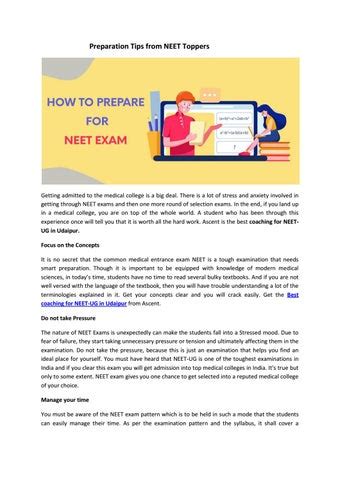 Preparation Tips from NEET Toppers by asentudaipurr - Issuu