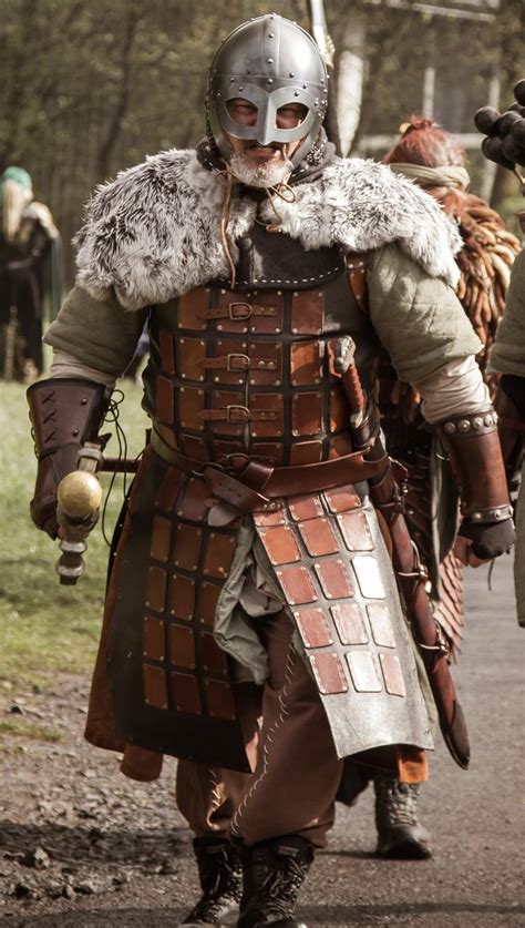 Viking warrior with helmet brigantina gambeson shield and sword – Artofit