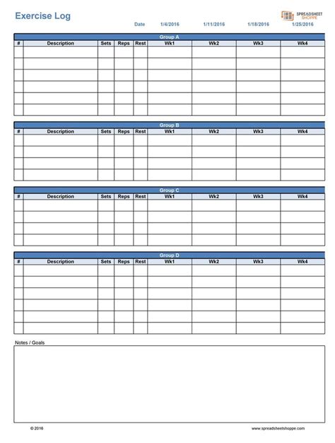 Workout Plan Template Excel Inspirational 40 Effective Workout Log ...