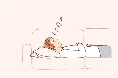 Relaxation and listening to music concept. Young positive woman cartoon character in headphones ...