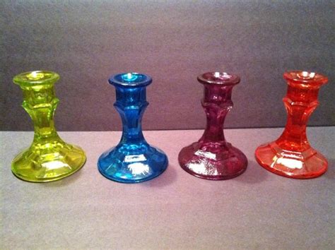 Colored Glass Candlestick Holders