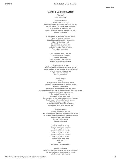 Camila Cabello Lyrics - Havana | Leisure