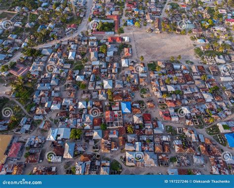 Aerial View on Township Poor Houses Favelas in Paje Village, Zanzibar, Tanzania, Africa Stock ...