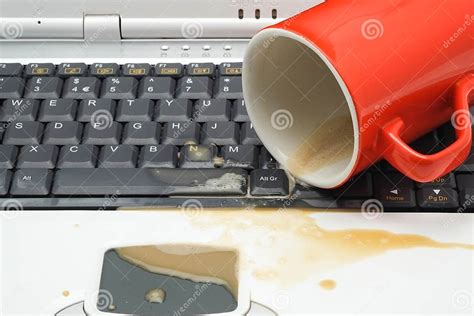 Coffee Spill on a Laptop Computer Keyboard Stock Image - Image of ...