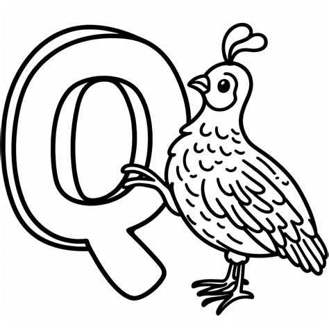 Q Quail colouring in Alphabet AI Prompt - Prompt Combo