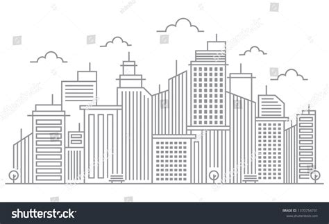 Cityscape Building Line Vector Illustration Stock Vector (Royalty Free ...