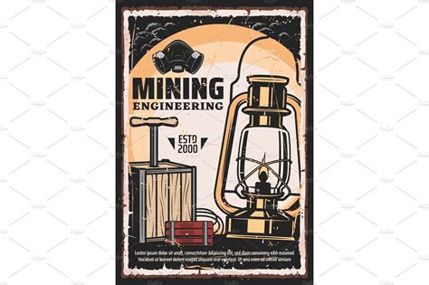 Coal mining, retro poster | Illustrations ~ Creative Market