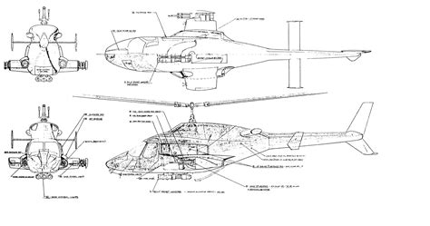 Airwolf helicopter Blueprint - Download free blueprint for 3D modeling