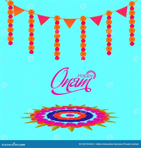 Happy Onam Poster Design with Beautiful Rangoli (Atham) and Floral ...