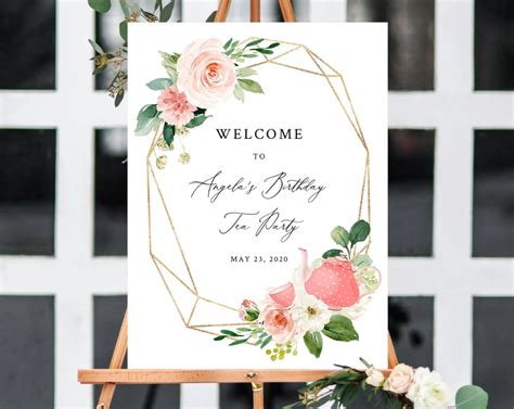 Tea Party Welcome Sign Template, Printable Tea Party Birthday Welcome | paperandthings Tea Party ...