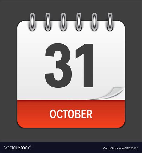 October 31 calendar daily icon Royalty Free Vector Image