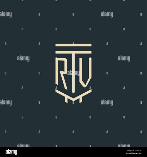 RV initial monogram with simple line art pillar logo design ideas Stock ...