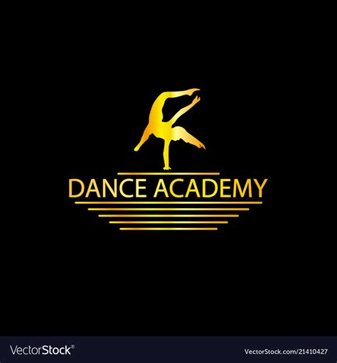 Luxury golden dance academy logo Royalty Free Vector Image