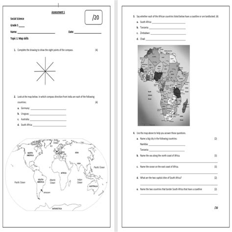 Grade 5 Social Science Term 1 Geography Assessment/test • Teacha!