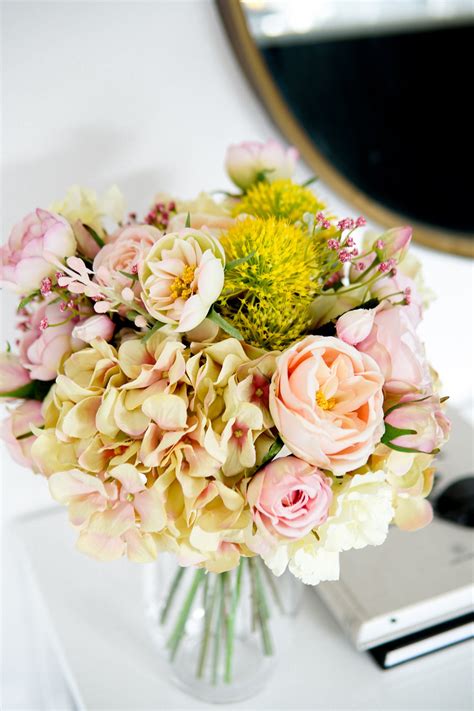 Pink & Yellow Hydrangea Bouquet Flower Display Spring | Etsy