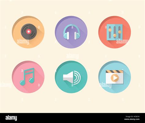 Various button icons related to music Stock Photo - Alamy