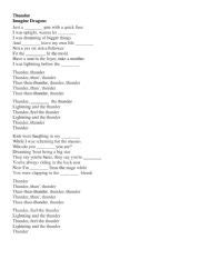 Imagine Dragons - Thunder Lyrics with Gaps - ESL worksheet by NanaAtwood