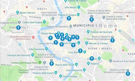 Rome churches map - Map of Rome churches (Lazio - Italy)