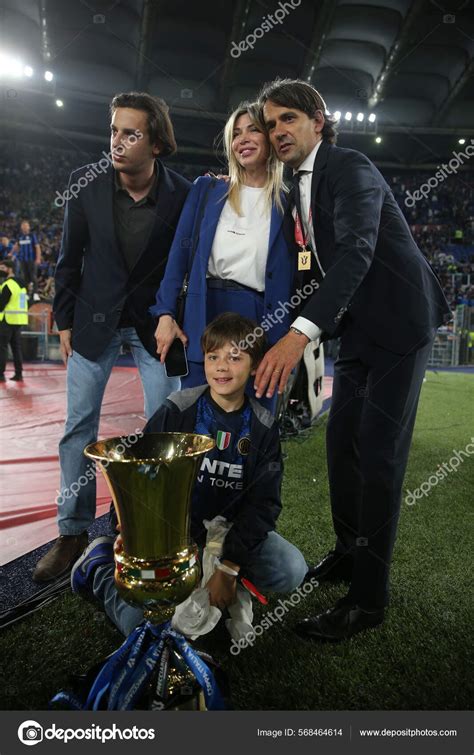 Rome Italy 2022 Simone Inzaghi Celebrates Victory His Family Football ...