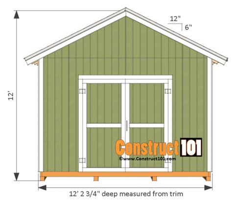 12x12 Shed Plans - Gable Shed - Construct101